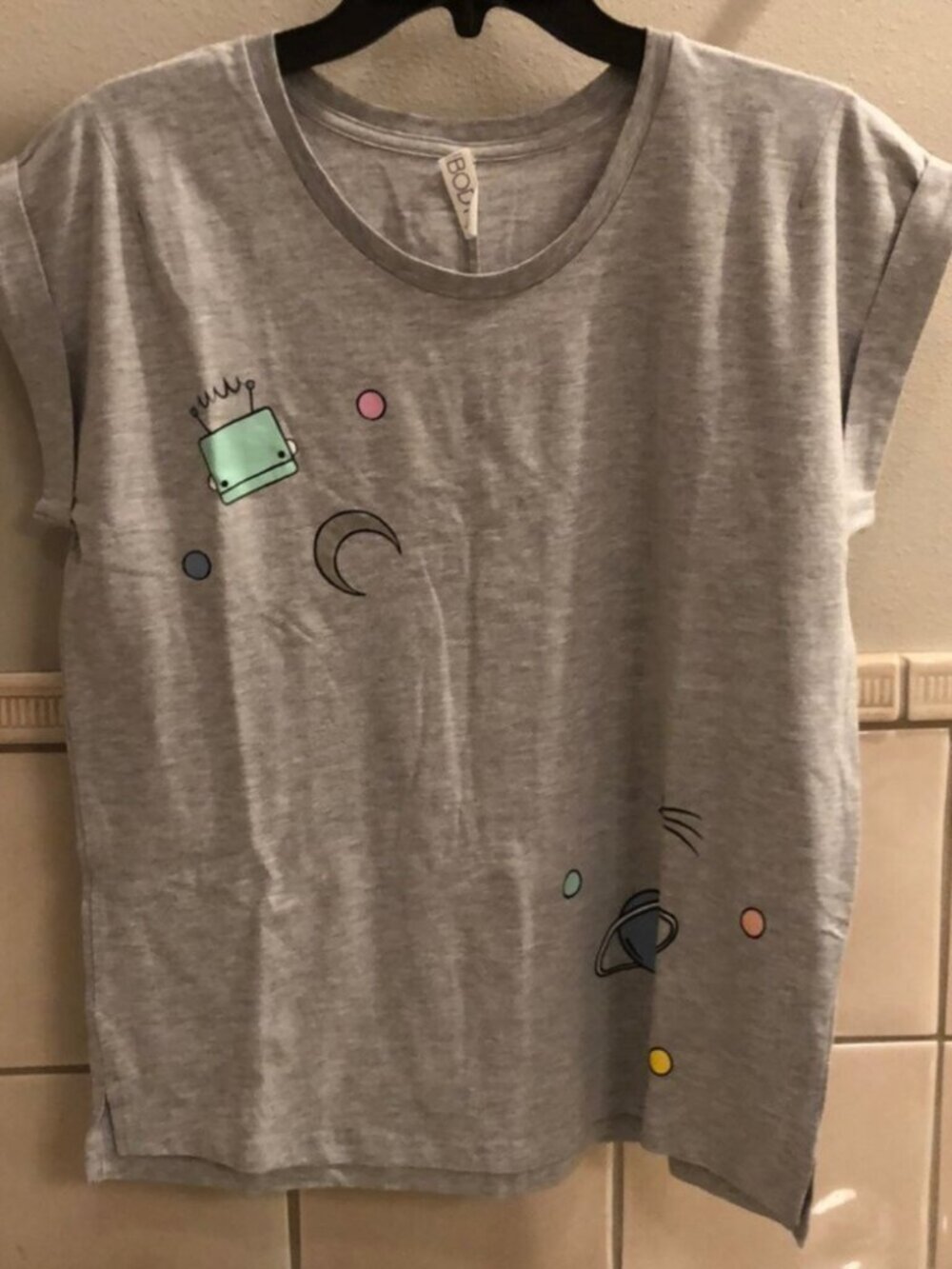 New Cotton On robot alien space Jupiter star astronomy print boxy pajama t-shirt